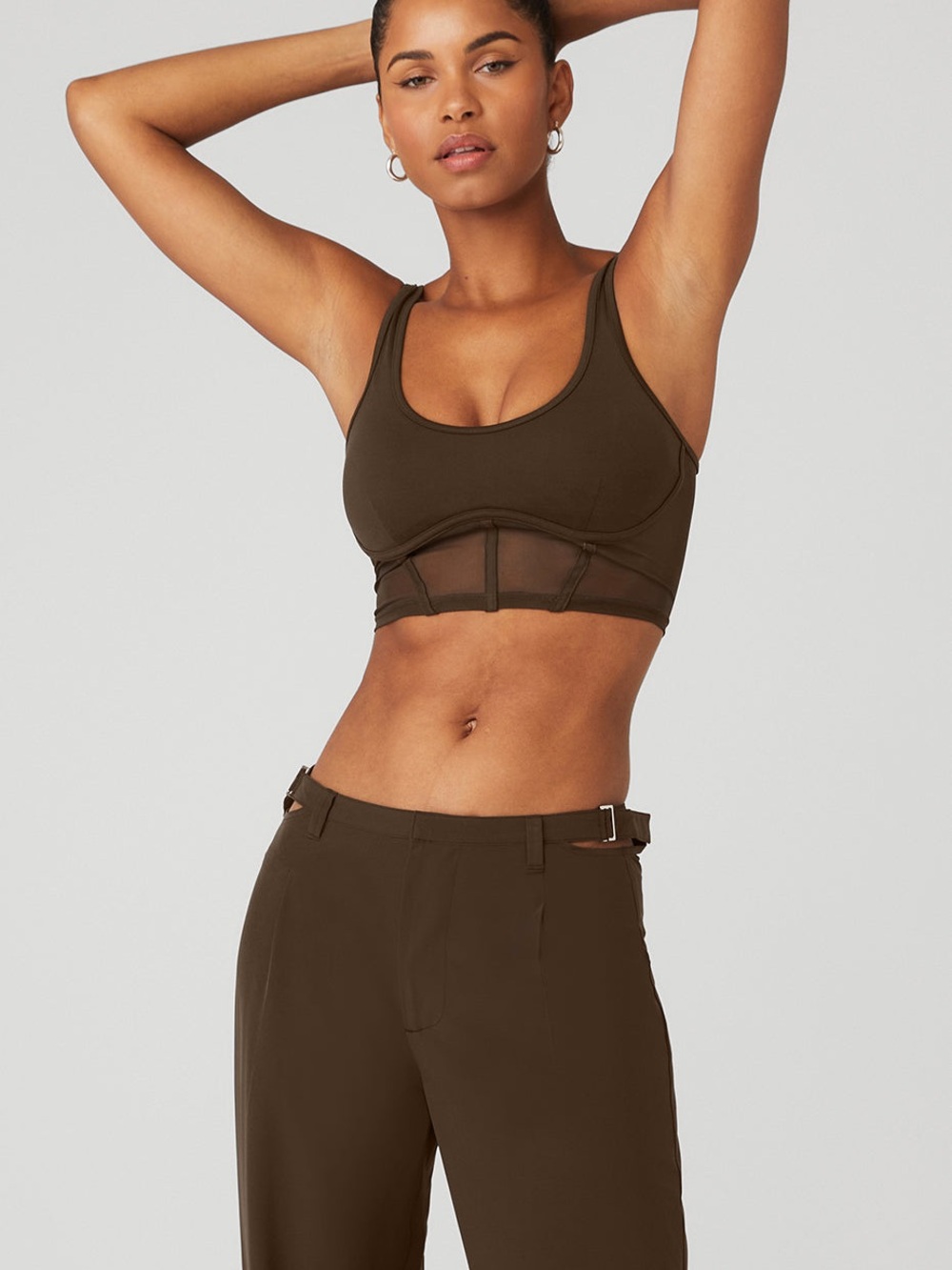 ALO Yoga airbrush mesh corset tank top - espresso